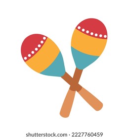 Colorful Cuban element. Sticker with maracas with traditional ornament. National musical instrument. Design element for banner or poster. Cartoon flat vector illustration isolated on white background