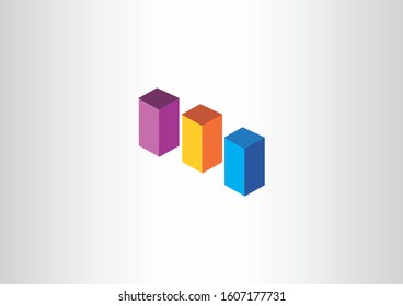 colorful cube 3d vector logo design template