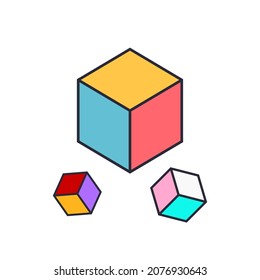 Colorful cube design. Geometric, graphic elements, children's toys. Vector illustration in a flat style.