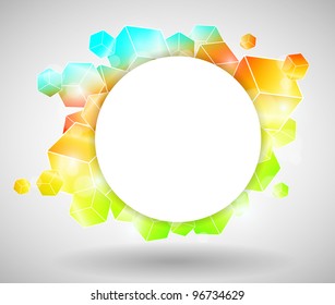 Colorful Cube Design with paper Circle