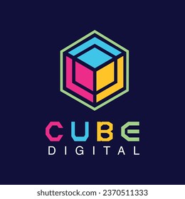 colorful Cube digital logo design