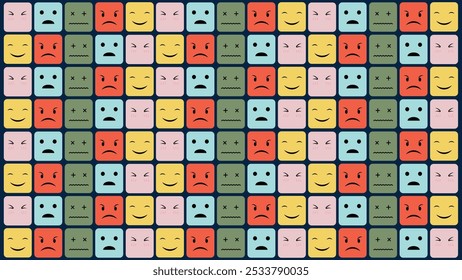 colorful cube emoticon pattern background vector design
