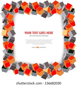 Colorful cube frame with text.