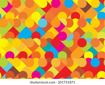 Colorful, Cube Geometric Seamless Pattern. Background. Vector illustration