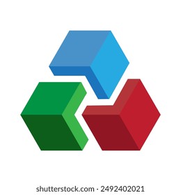 Colorful cube shapes. Geometric vector design. Abstract 3D illustration. Multicolor block icons.