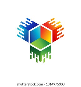 colorful cube for technology logo design
