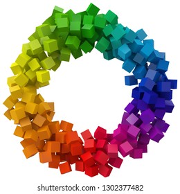 colorful cubes. 3d pixel style vector illustration. suitable for blockchain, technology, computer and abstract themes.