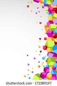 Colorful cubes aside - festive background. Vector illustration