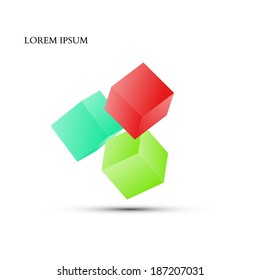 Colorful Cubes isolated on white. Vector illustration