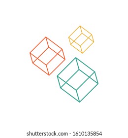 Colorful cubes. Linear cubes. Stock vector illustration isolated on white background.