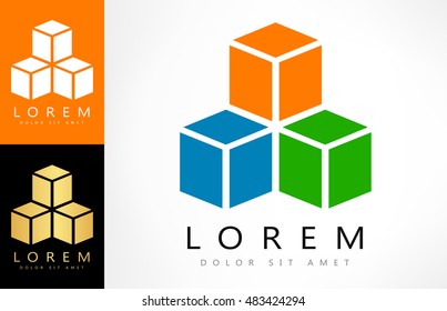 Colorful cubes logo vector design. 