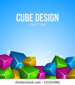 Colorful Cubes on blue background