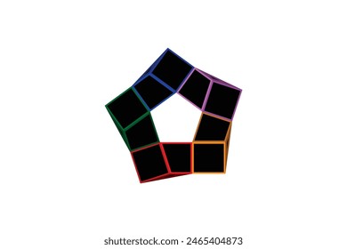 Colorful cubes in pentagonal shape isolated on white background. Vector illustration. Episode 10.