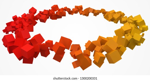 colorful cubes ring with free are on center. 3d style vector illustration. suitable for blockchain, technology, computer and abstract themes.