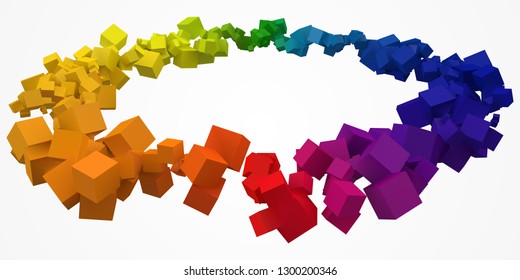 colorful cubes ring with free are on center. 3d style vector illustration. suitable for blockchain, technology, computer and abstract themes.