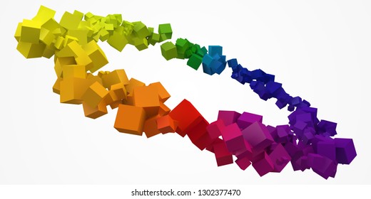 colorful cubes ring with free are on center. 3d style vector illustration. suitable for blockchain, technology, computer and abstract themes.