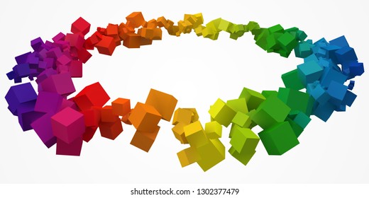 colorful cubes ring with free are on center. 3d style vector illustration. suitable for blockchain, technology, computer and abstract themes.