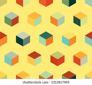 Colorful cubes. Seamless pattern. Abstract background.
