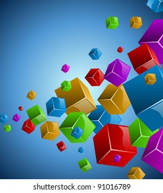 Colorful cubes vector background.