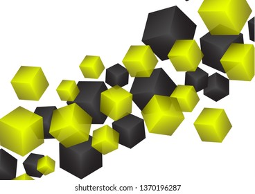 Colorful cubic bright background. Abstract flow of randomly flying cubes. Vector illustration for design of flyer, poster, banner, business card.