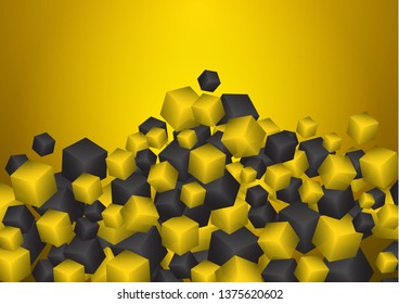 Colorful cubic bright background. Abstract flow of chaotically fallen cubes. Vector illustration for design of flyer, poster, banner, business card.