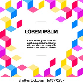 Colorful cubic geometric design with space for text or advertisement