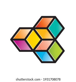 colorful cubic vector icon isolated on white