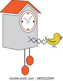 Colorful cuckoo clock vector icon isolated