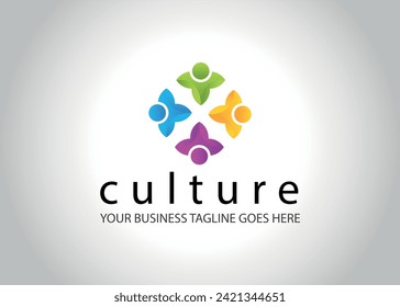 colorful culture logo with people in circle Teamwork Vector