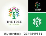 Colorful Culture tree of life, artistic color plant for people community social group logo design