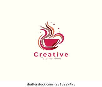 colorful cup of coffee logo, coffee cup logo simple design template vector eps file