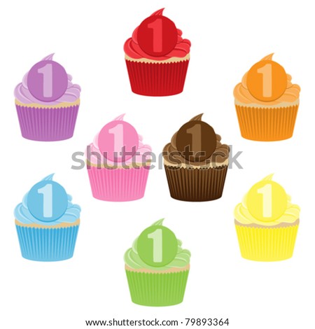 Colorful Cupcake Collection Number 1 On Stock Vector Royalty Free