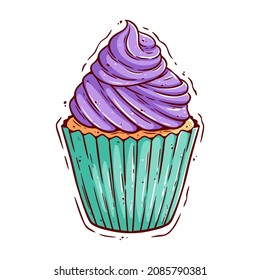 colorful cupcake with hand drawing style