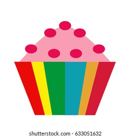 Colorful cupcake. icon flat, cartoon style. Muffins isolated on white background. Vector illustration, clip-art