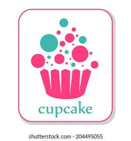 Colorful cupcake icon. Vector illustration 