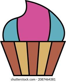Colorful cupcake, illustration, vector, on a white background.