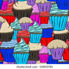 Colorful cupcake pattern