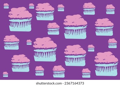 Colorful cupcake pattern design vector
