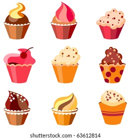 Colorful cupcake set