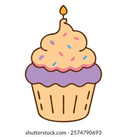 Colorful cupcake with sprinkles vector