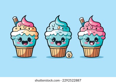 Colorful Cupcake vector Illustration Design