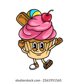 Colorful cupcakes playful character designs