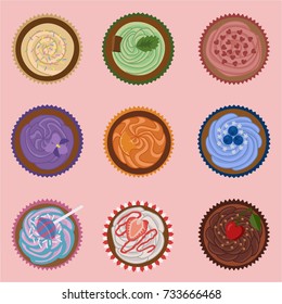 Colorful Cupcakes Seamless Pattern