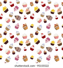 Colorful Cupcakes Seamless Texture Background Backdrop Pattern vector illustration