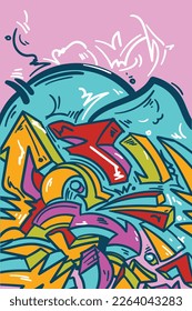 Colorful curled abstract graffiti arrows  background