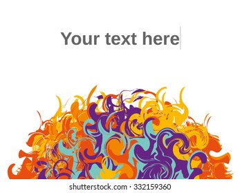 Colorful curls on white background. Abstract vector illustration with empty space for your text.