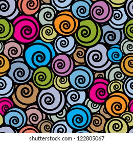 Colorful curls seamless background, vector.