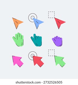 Colorful Cursor Icon Bundle with Playful Modern Style for Creative UI, App, and Web Interface Design