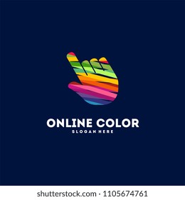 Colorful Cursor logo designs concept vector, Online Logo symbol, Abstract Cursor logo template