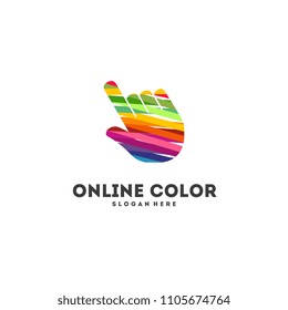 Colorful Cursor logo designs concept vector, Online Logo symbol, Abstract Cursor logo template